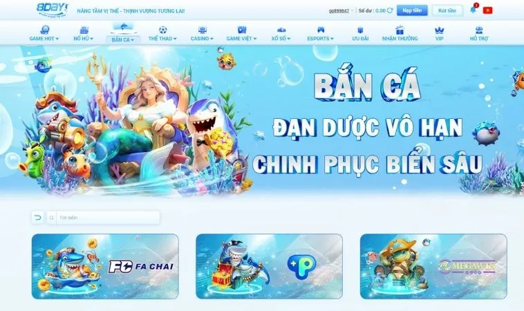 Sảnh bắn cá 8DAY sở hữu đồ họa đẹp, ấn tượng