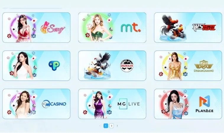 Nhà cái 8DAY hợp tác với nhiều nhà cung cấp game live casino hàng đầu